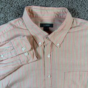 J. Crew Striped Button Down Shirt Large preppy casual‎ office career mens cotton